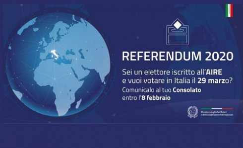 REFERENDUM COSTITUZIONALE DEL 29 MARZO 2020 - VOTO IN ITALIA DEGLI ELETTORI R...